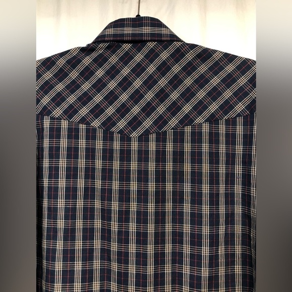 Roper Gold Collection Blue White Red Plaid Pearl Snap Button Mens Shirt Large - Picture 5 of 16